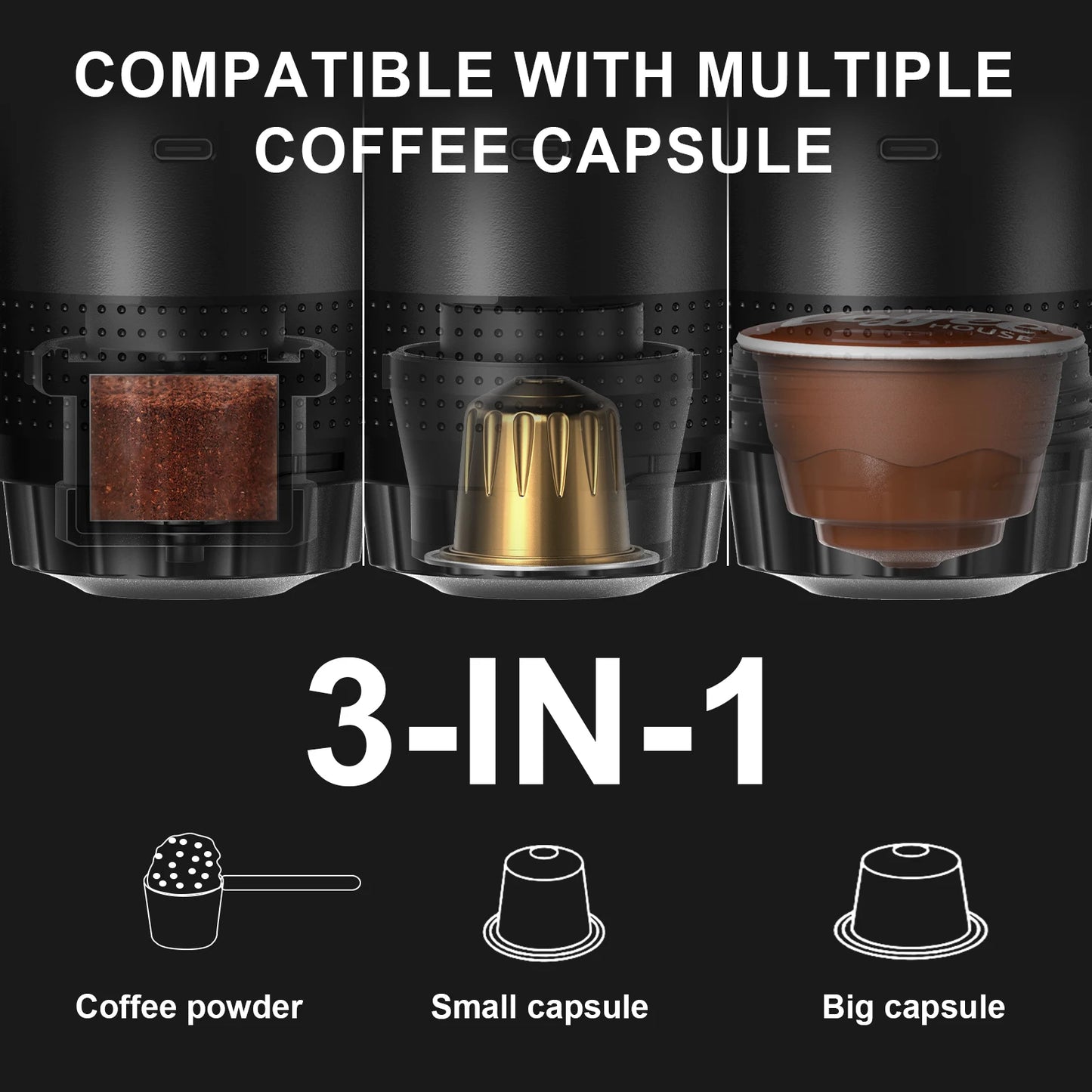 Wireless Portable 3-in-1 Espresso Coffee Maker
